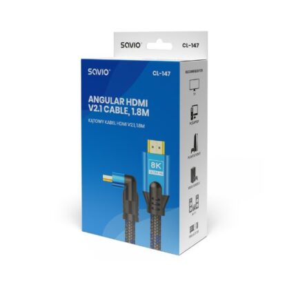 CABLE HDMI 2.1 (M) ANGULAR 8K SAVIO CL-147 1.8M - Imagen 3