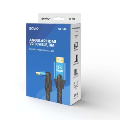 CABLE HDMI 2.1 (M) ANGULAR 8K SAVIO CL-148 3M - Imagen 2