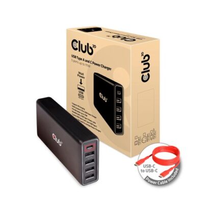 CARGADOR CLUB3D 5 PUERTOS 111W USB-A   USB-C - Imagen 3