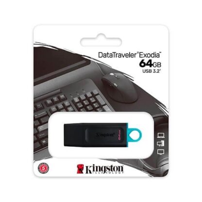PENDRIVE 64GB USB 3.2 KINGSTON DT EXODIA NEGRO/TURQUESA - Imagen 3
