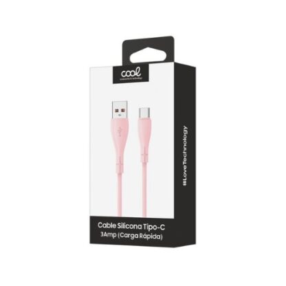 CABLE COOL USB A USB-C 1M NYLON PINK - Imagen 3