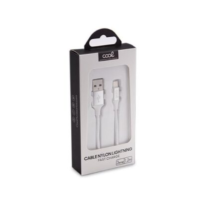 CABLE COOL USB LIGHTNING 1.2M NYLON WHITE - Imagen 3