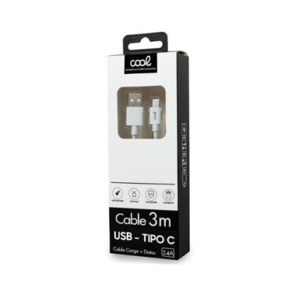CABLE COOL USB-C A USB 3M WHITE - Imagen 3