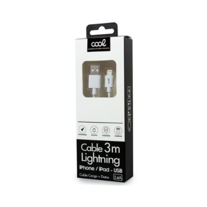 CABLE COOL USB LIGHTNING 3M WHITE - Imagen 3
