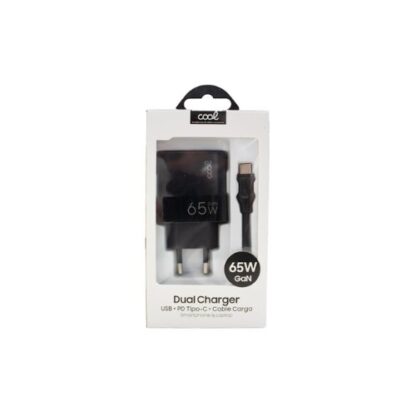 CARGADOR COOL DUAL USBC,USB 65W U.C.R. CABLE BLACK - Imagen 5