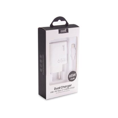 CARGADOR COOL DUAL USBC,USB 65W U.C.R. CABLE WHI. - Imagen 4