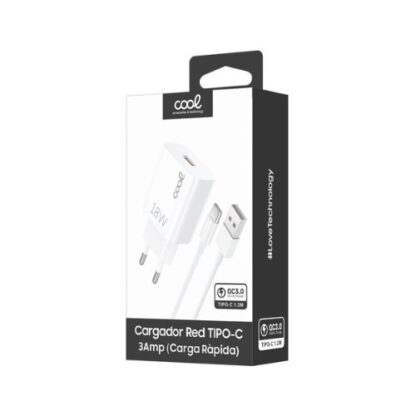 CARGAGOR COOL USB-C 3AMP CARGA RAPIDA WHITE CABLE - Imagen 4