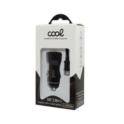 CARGADOR COOL COCHE DUAL LIGHTNING 20W BLACK CABLE - Imagen 4