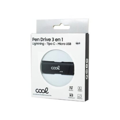PENDRIVE 128GB 3 EN 1 COOL NEGRO - Imagen 2