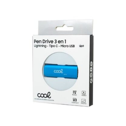PENDRIVE 64GB 3 EN 1 COOL  AZUL - Imagen 3