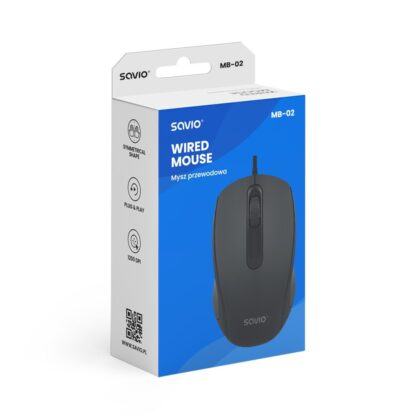 RATON OPTICO SAVIO MB-03 CON CABLE USB-A 1200 DPI - Imagen 3