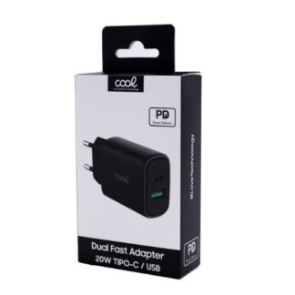 CARGADOR COOL DUAL USBC-USB 20W BLACK