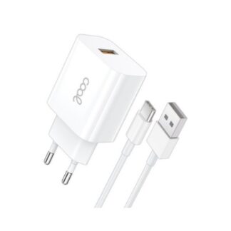 CARGADOR COOL  USB-C 12W 2.4 AMP WHITE CABLE 1.2M