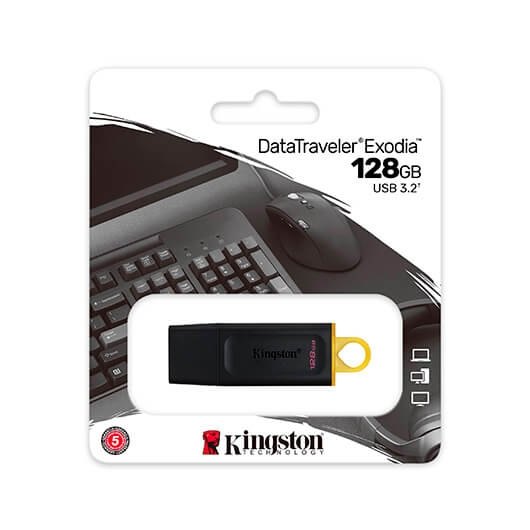 PENDRIVE 128GB USB 3.2 KINGSTON DT EXODIA NEGRO/AMARILLO - Imagen 3