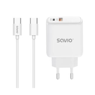 CARGADOR SAVIO LA-10 30W WHITE CON CABLE